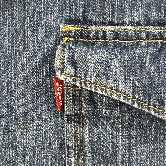 Vintage Levis Jacket Men's XXL Blue Denim Sherpa Lined Shirt Shacket Y2K - Picture 2 of 13